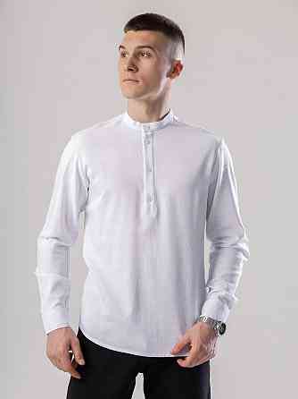 Льняная рубашка с длинным рукавом casual Pobedov Exlnt. Белая рубашка мужская Киев
