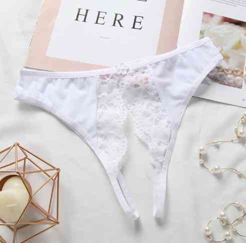 Еротичні трусики білі з розрізом - розмір універсальний (на резинці) Київ