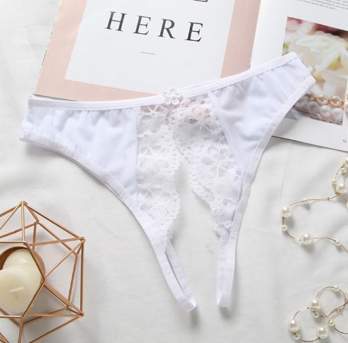 Еротичні трусики білі з розрізом - розмір універсальний (на резинці) Київ - фото 1