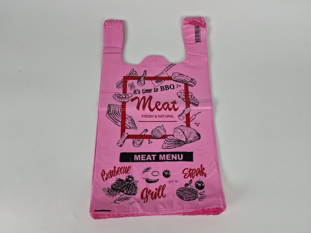 Пакет майка поліетиленова (тип FA) 320 (2*80)*550/0.013 Meat Леомі (100 шт.) Харків - фото 1