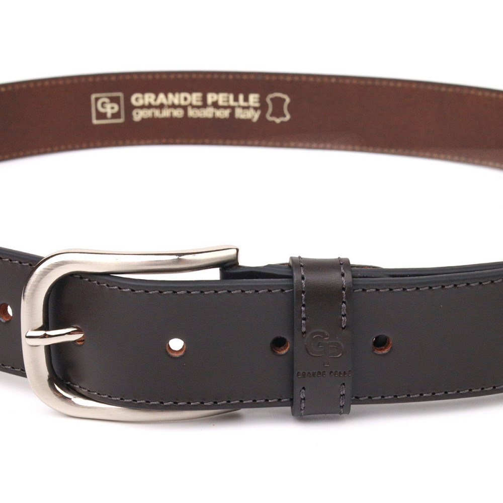 Красивий чоловічий ремінь із натуральної шкіри Grande Pelle 21460 Коричневий Київ - фото 5