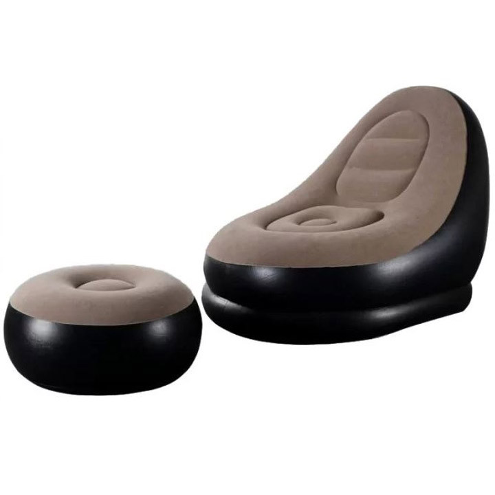 Надувное кресло с пуфом для отдыха AIR SOFA велюровое Brown YS-14 Львов - изображение 19