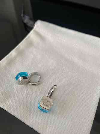 Сережки Помелато Італія англійською замочку, срібло 925 з каменем електрик Одеса