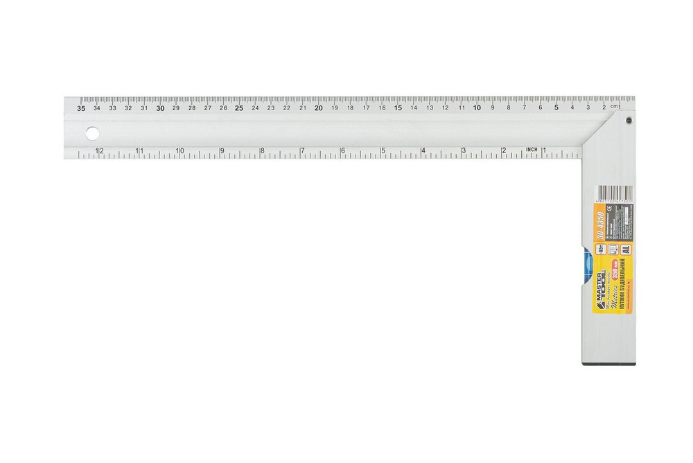Косинець будівельний алюмінієвий MASTERTOOL 350 мм ручка Al з капсулою 0,5 мм/1м 30-4350 Рівне - фото 3