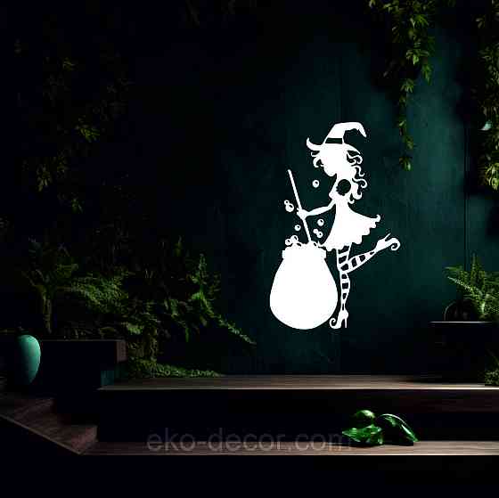 Декоративное настенное 3D Панно «Ведьма», Декор на стену с объемом 90*56 см, Белый Киев