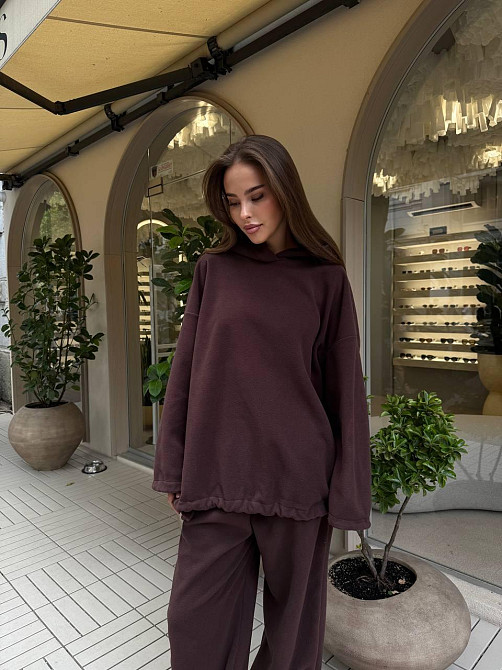 Жіночий стильний теплий костюм двосторонній фліс-полір Шоколад Одеса - фото 9