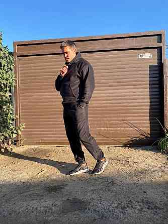 Мужской теплый костюм двойка: кофта и штаны двусторонний флис Полар Черный, 48/50 Одесса