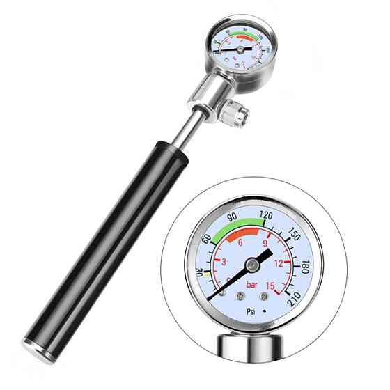 Портативний велосипедний насос високого тиску з манометром Feel Fit QT-020 чорний Бровари