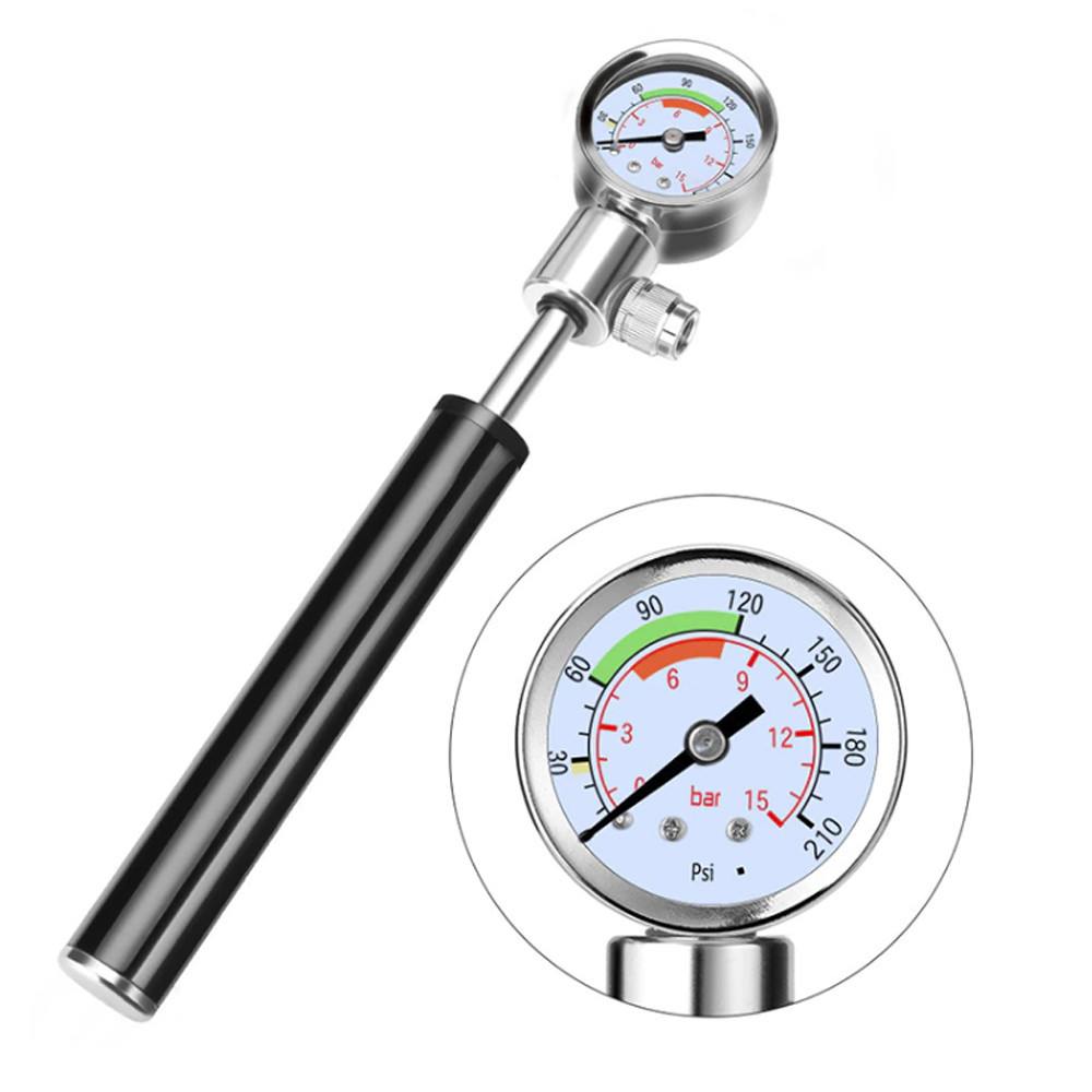 Портативний велосипедний насос високого тиску з манометром Feel Fit QT-020 чорний Бровари - фото 1