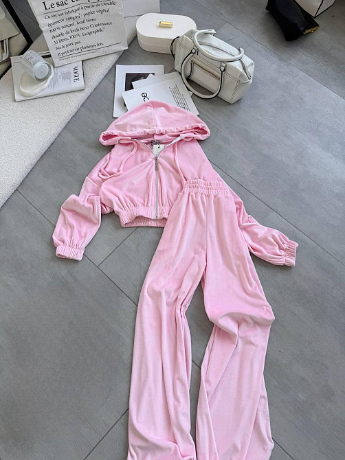 Жіночий прогулянковий оверсайз костюм-двійка: кофта та штани турецький велюр Барбі Одеса - фото 3