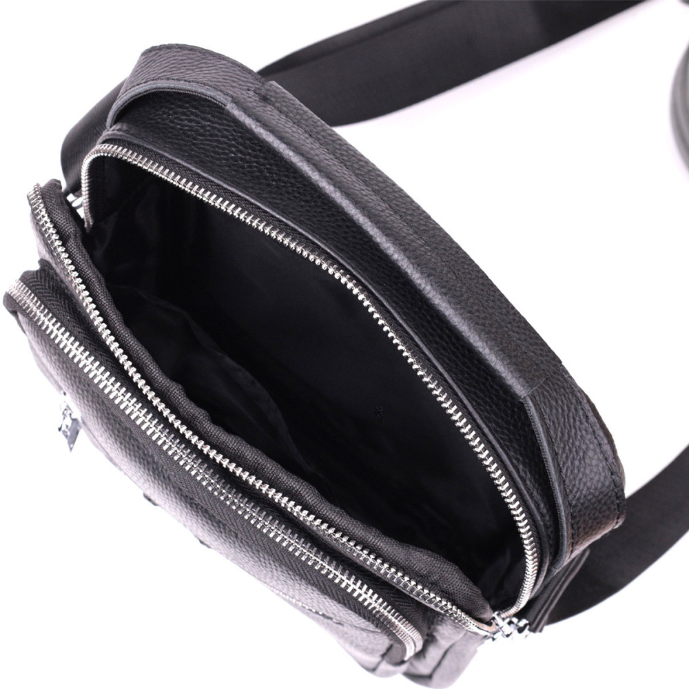 Мужская вертикальная сумка из натуральной кожи Vintage sale_15112 Черный Киев - изображение 7