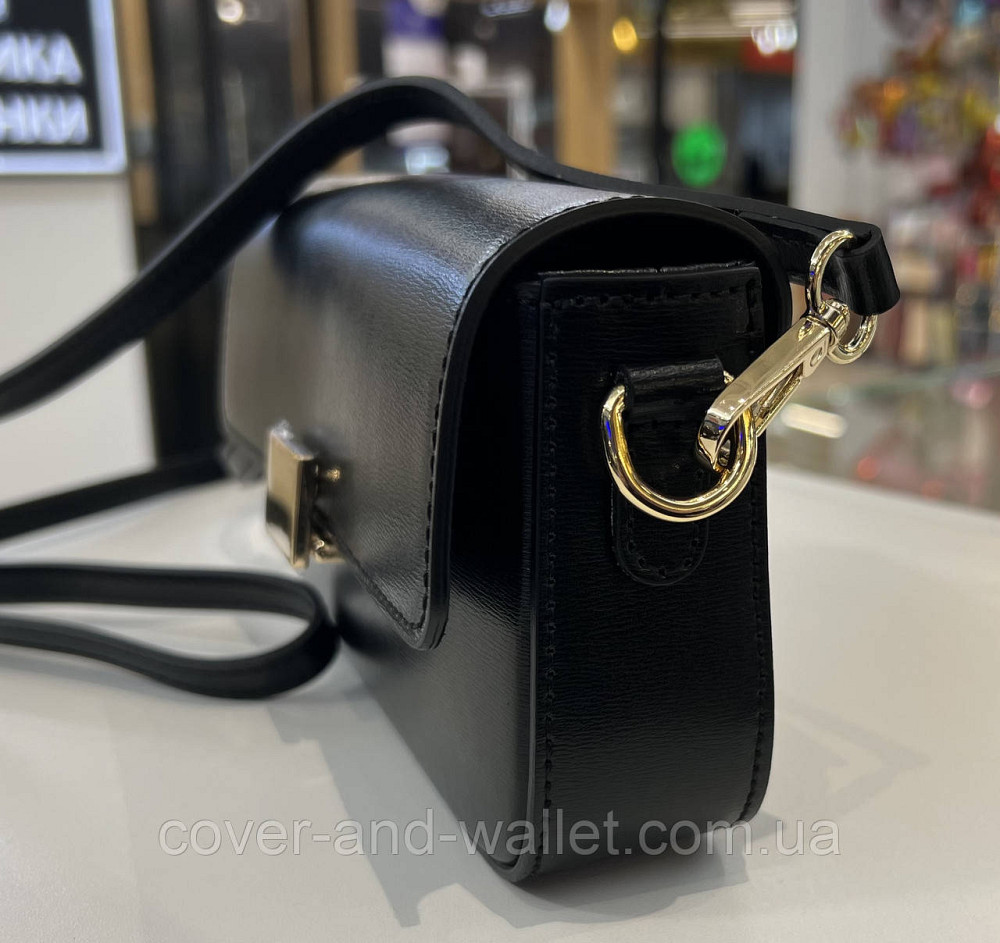 Маленька каркасна жіноча сумка чорного кольору з гладкої шкіри Virginia Conti Київ - фото 10