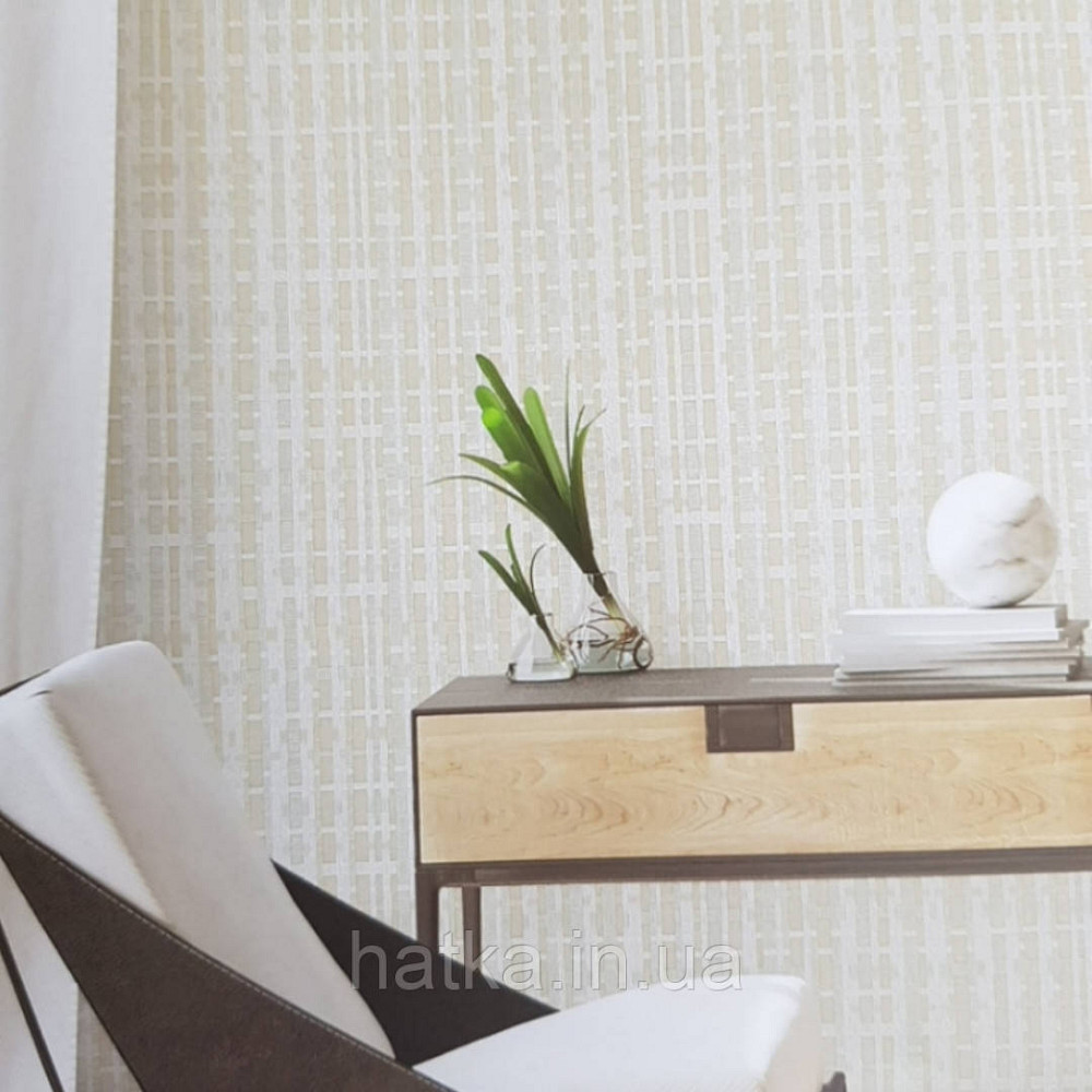 Шпалери метрові вінілові на флізелін AdaWall Beta метрові смуги під соломку білі сріблясті бежеві Київ - фото 1