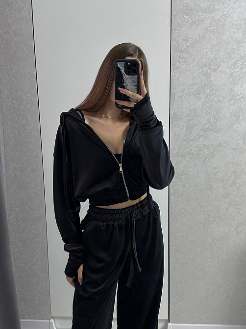 Жіночий повсякденний костюм із якісного велюру-двійка Чорний Одеса - фото 8