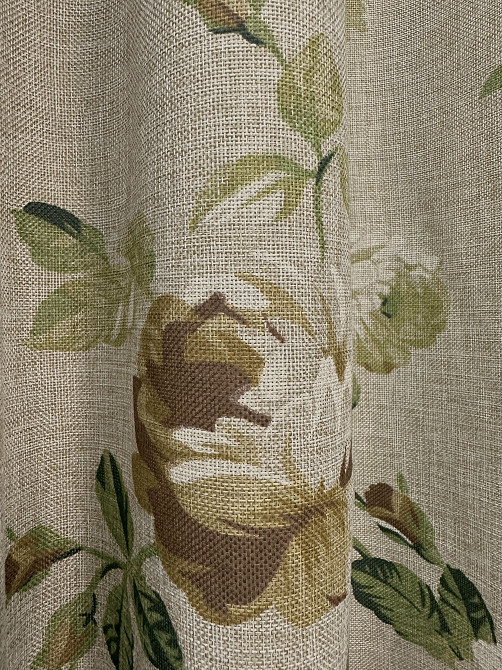 Шторна тканина льон з квітковим принтом, колекція "Прованс" колір бежевий з коричневим 2081ш Київ - фото 3