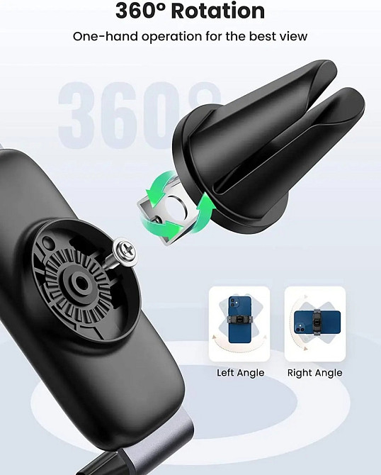 Автодержувач UGreen універсальний 360 градусів Air Vent Mount LP120 (Чорний) Миколаїв - фото 5