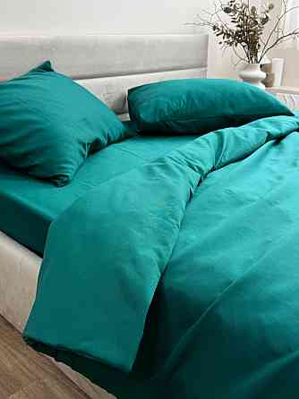Комплект постільної білизни Ecotton полуторний 150х215 см однотонний темно-зелений смарагдовий Dark Green Коломия