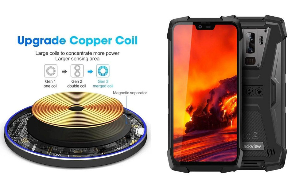 Бездротовий зарядний пристрій Copper до 30W для Blackview BV9900, BV9900 Pro, USB-C, LED Київ - фото 2