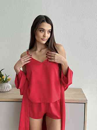 Піжама жіноча шовкова майка з шортами Червоний 3XL/4XL Харків