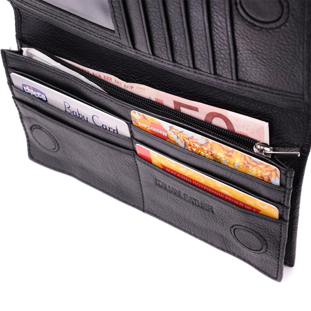 Женский вертикальный кошелек на магнитах из натуральной кожи ST Leather 22538 Черный Киев - изображение 5