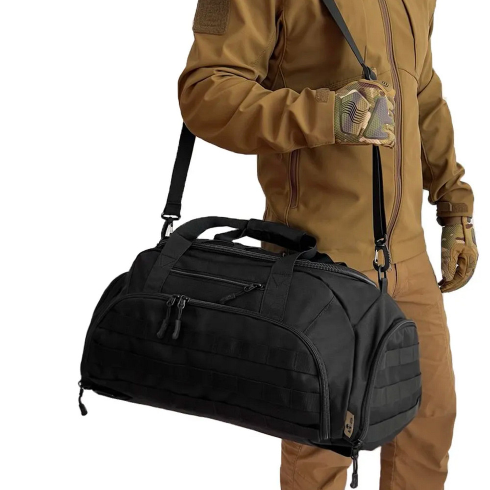 Тактическая дорожная сумка-рюкзак 2 в 1 — упрочненная, универсальная черная RH-20 Ивано-Франковск - изображение 7