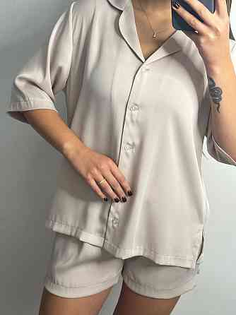 Жіночий костюм-двійка із сатину Пудра XS-S Харків