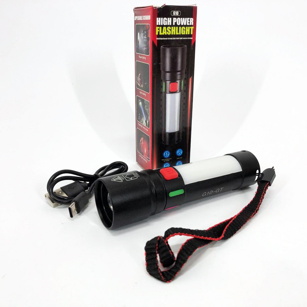 Фонарь с защитой от пыли 611-TG+COB(white+red), Портативный фонарь с функцией зарядки LF-63 Львов - изображение 12