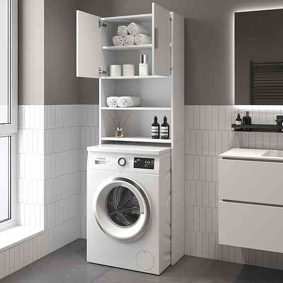 Тумба под стиральную машину VAYS M-107, шкаф в ванную, ЛДСП, 64×25×190 см Львов