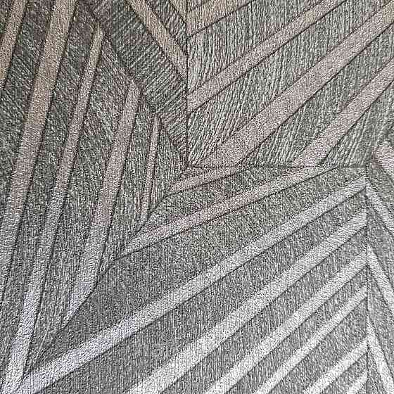 Шпалери метрові вінілові на флізелін дизайнерські Erismann Elle геометрія абстракція смуги сріблом на чорному Київ