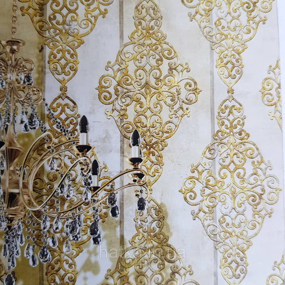 Шпалери метрові вінілові на флізелін 24 Carati Cristiana Masi вензель великий структурний на золотистий беж Київ - фото 1