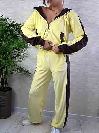 Жіночий стильний трендовий костюм для плюшевий велюр Жовтий, 46/48 Одеса