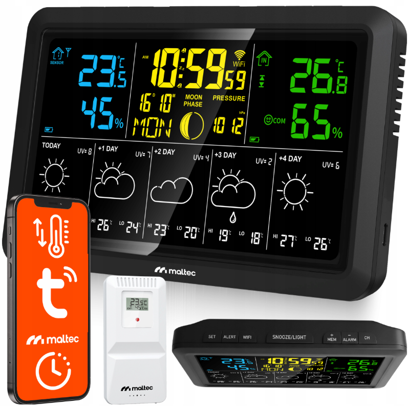 Метеостанція бездротова з Wi-Fi: термометр, барометр, додаток, датчик Maltec (Польща) Київ - фото 1
