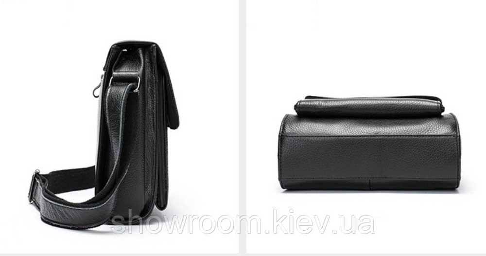 Сумка чоловіча шкіряна середніх розмірів Leather Collection (7433) чорна Київ - фото 4