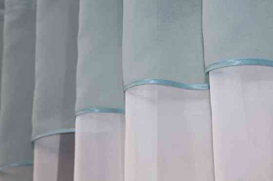 Кухонная гардина VR-Textil № 036к арка белый с голубым 280х170 см (52-0695) Киев