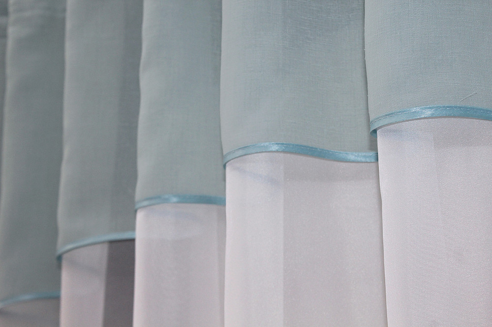 Кухонна гардина VR-Textil № 036к арка білий з блакитним 280х170 см (52-0695) Київ - фото 3