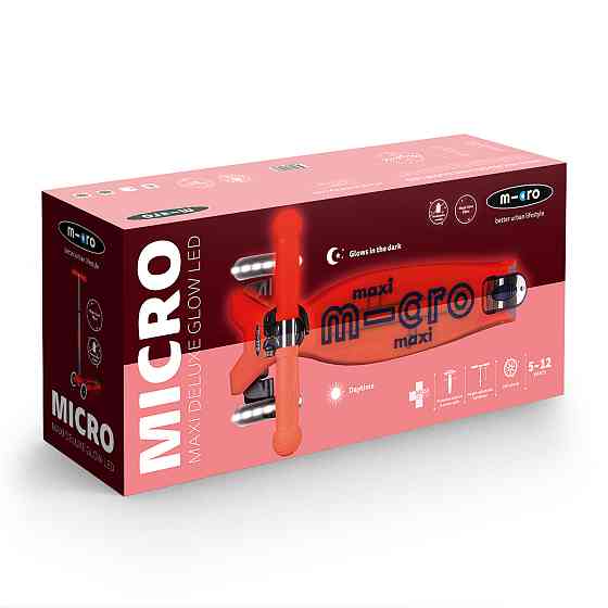 Самокат Micro серії Maxi Deluxe Glow LED – Червона аура Дніпро