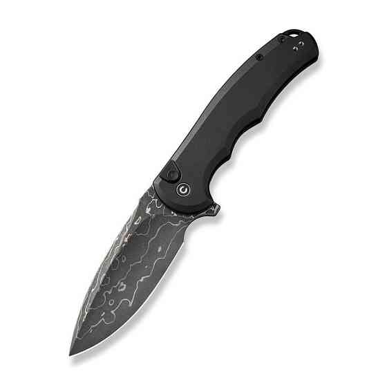 Ніж складаний туристичний Civivi Praxis,  (9.5 см) Damascus / Aluminum чорний Киев