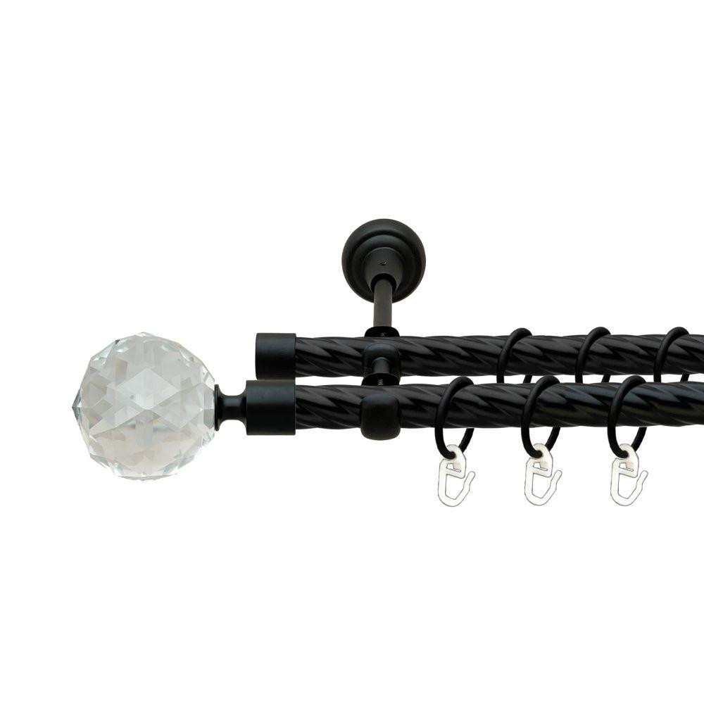 Карниз Orvit Люміера металевий дворядний відкритий скручена труба кільце металеве Чорний Оксамит 19\19 мм 300 Львов - изображение 1