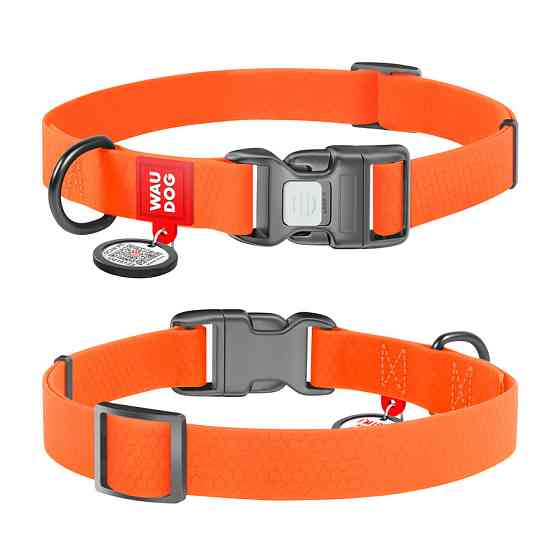 Ошейник для собак водостойкий WAUDOG Waterproof c QR паспортом, пластикова пряжка-фастекс, Ш 20 мм, Дов 28-40 см, помаранчевий Київ