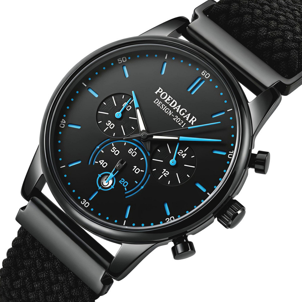 Годинник чоловічий наручний Poedagar Misto Gravy Black (2 ремінці) Київ - фото 9