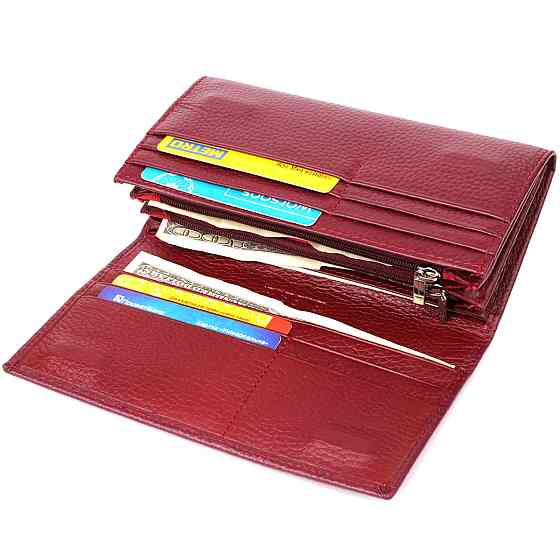 Практичний вертикальний гаманець із натуральної шкіри ST Leather 23085 Бордовий Київ