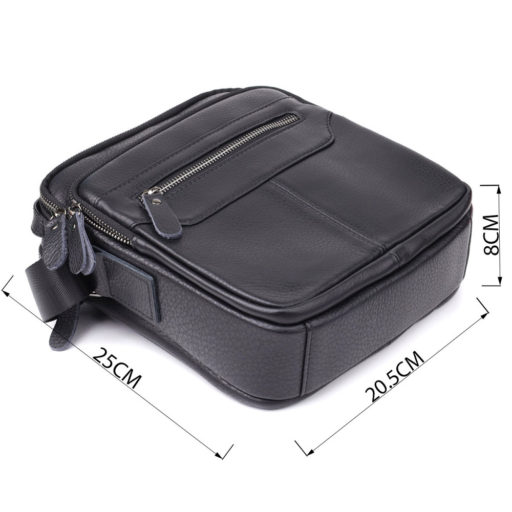 Вертикальна чоловіча сумка з натуральної шкіри Чорний (Vintage) Київ - фото 7