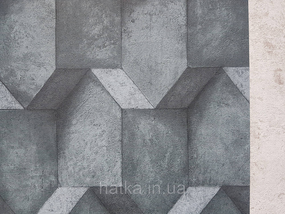 Обои виниловые на флизелине AS creation The Bos 0.53х10 геометрия фигуры структурные бирюзовые серые 3д Киев - изображение 3