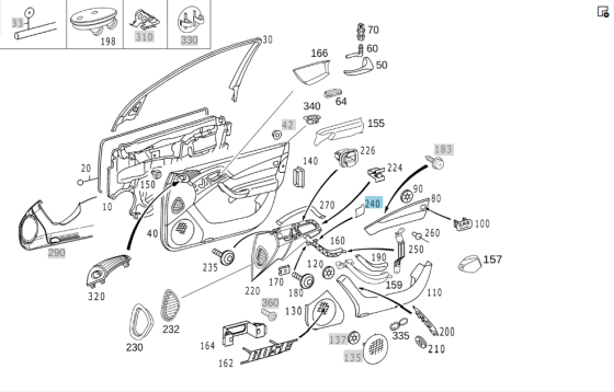 Mercedes-Benz  A2207271088 7211 Ковпачок внутрішньої ручки дверей колір антрацит S-class short W220 S-class long V220 Одеса