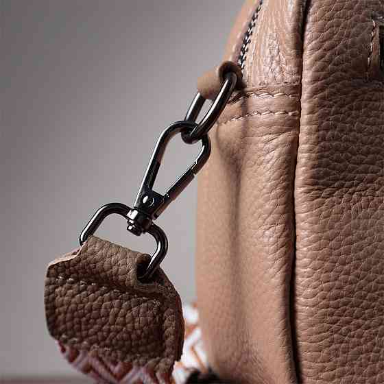 Модная женская сумка прошитая ромбами на лицевой стороне из натуральной кожи Vintage 22637 Бежевая Киев