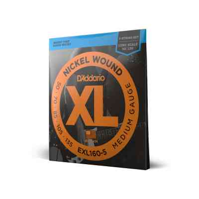 Струни для гітари D&apos;Addario XL Nickel Wound Bass Medium 5-String (50-135) (EXL160-5) Вінниця