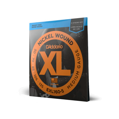 Струни для гітари D'Addario XL Nickel Wound Bass Medium 5-String (50-135) (EXL160-5) Вінниця - фото 2