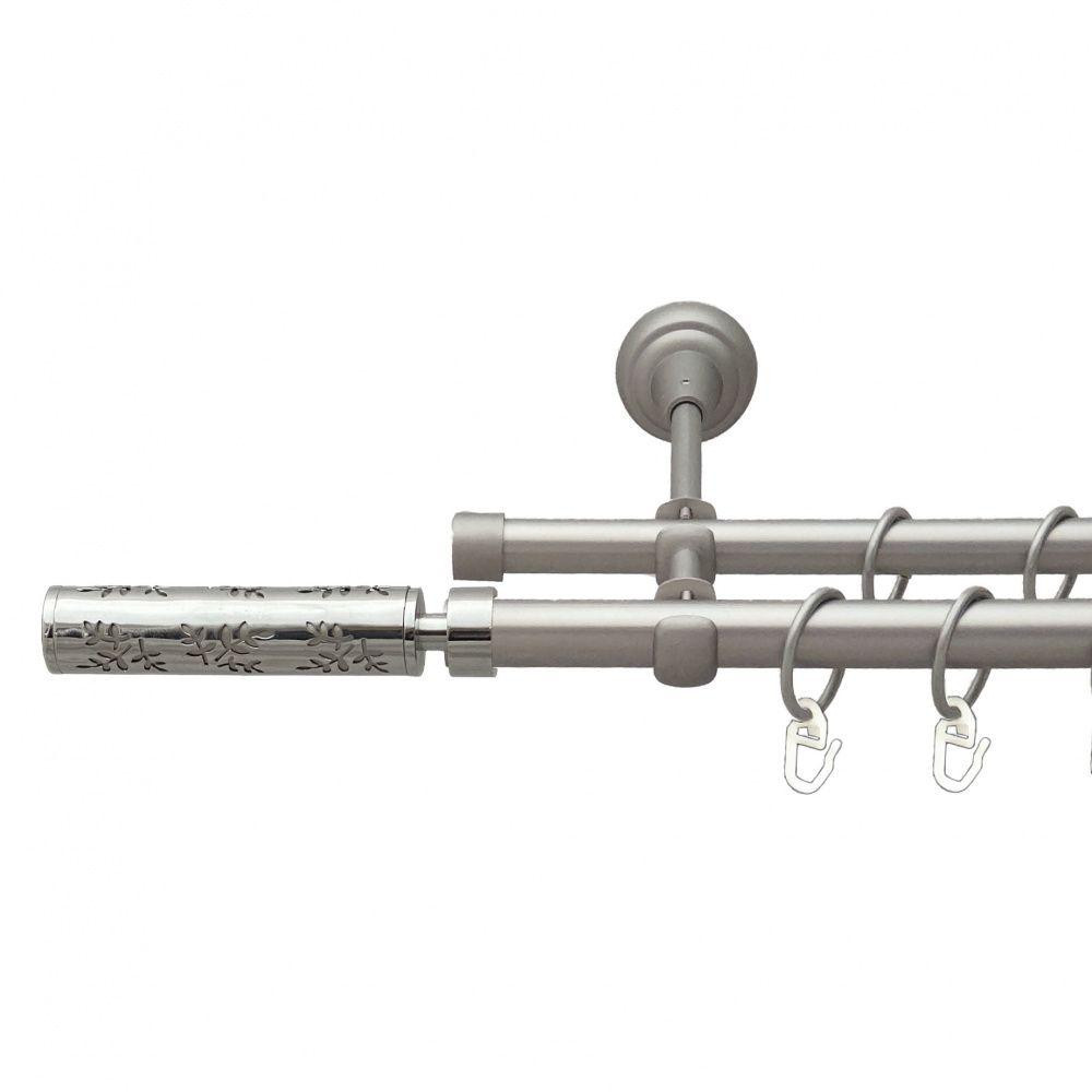 Карниз Orvit Апрілія металевий дворядний відкритий гладка труба кільце металеве Сатин 19\16 мм 160 см Львов - изображение 1