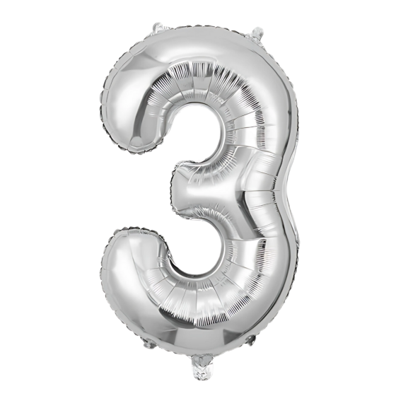 Воздушный шар в виде цифры 3 серебро,32 дюйма, фольгированый, для праздников для дня рождения, юбилеев, Каменец-Подольский