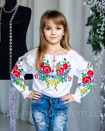 Блузка з вишивкою вишиванка "Розаліна" для дівчаток 110 Кривий Ріг - фото 2